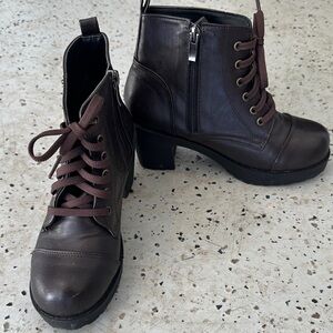 Brown Lace-Up Ankle Boots